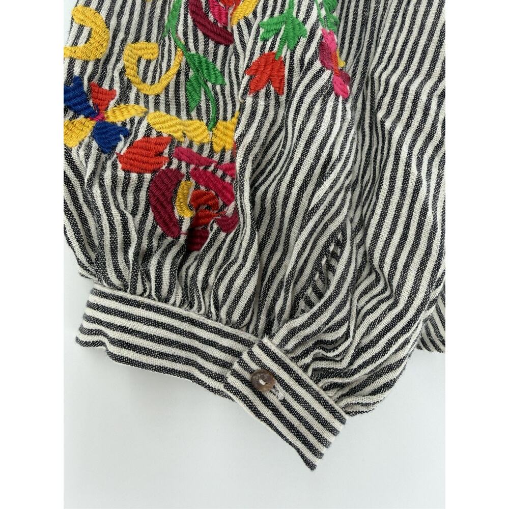 NEW Anthropologie Striped Embroidered Soleil Peasant Top by Floreat Large/Petite - Picture 8 of 9